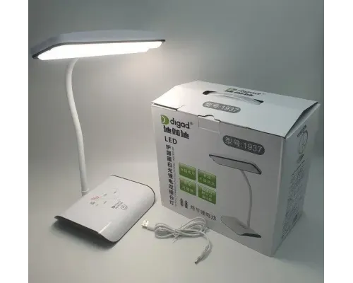 Настільна гнучка акумуляторна лампа digad 1937 з USB для роботи та навчання 48 LED 4W, біла Настільна гнучка акумуляторна лампа digad 1937 з USB для роботи та навчання 48 LED 4W, біла