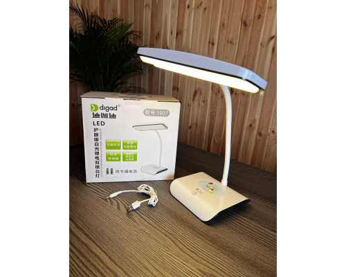 Настільна гнучка акумуляторна лампа digad 1937 з USB для роботи та навчання 48 LED 4W, біла Настільна гнучка акумуляторна лампа digad 1937 з USB для роботи та навчання 48 LED 4W, біла
