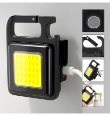 Ліхтарик брелок акумуляторний LED COB з карабіном і магнітом 500 mAh