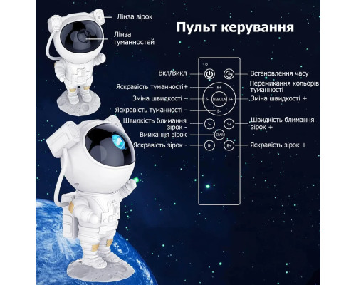 Нічник проєктор зоряного неба ВЕЛИКИЙ Космонавт — лазерний світильник проєктор астронавт із пультом Нічник проєктор зоряного неба ВЕЛИКИЙ Космонавт — лазерний світильник проєктор астронавт із пультом