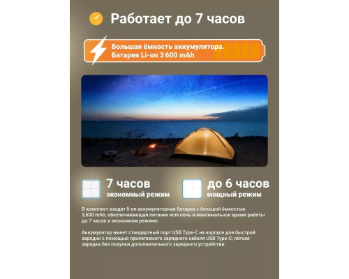 Ручний акумуляторний світлодіодний ліхтар із сонячною батареєю і функцією PowerBank LD-02 Синій