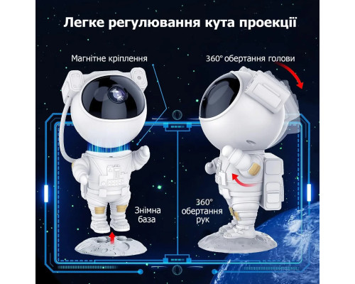 Нічник проєктор зоряного неба ВЕЛИКИЙ Космонавт — лазерний світильник проєктор астронавт із пультом Нічник проєктор зоряного неба ВЕЛИКИЙ Космонавт — лазерний світильник проєктор астронавт із пультом
