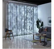 Гірлянда штора Велика крапля роси на пульту 3х3 метра 300 led на USB White 8 режимів світіння