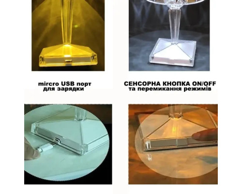 Декоративный LED светильник ночник Diamond light Бриллиант светодиодный хрустальный на аккумуляторе USB Декоративный LED светильник ночник Diamond light Бриллиант светодиодный хрустальный на аккумуляторе USB