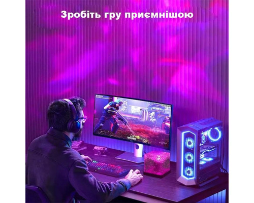 Нічник проєктор КУБ із проєкцією води Настільна RGB лампа з ефектом водяної хвилі Нічник проєктор КУБ із проєкцією води Настільна RGB лампа з ефектом водяної хвилі