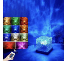 Нічник проєктор КУБ із проєкцією води Настільна RGB лампа з ефектом водяної хвилі