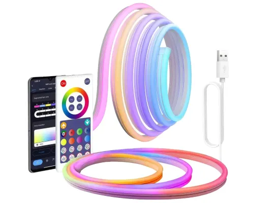 Світлодіодна неонова USB-стрічка з керуванням від телефона SFK-11 Bluetooth Гнучка світлодіодна стрічка RGB 5 м Світлодіодна неонова USB-стрічка з керуванням від телефона SFK-11 Bluetooth Гнучка світлодіодна стрічка RGB 5 м
