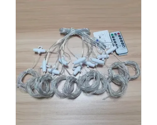 Гірлянда штора Велика крапля роси на пульту 3х3 метра 300 led на USB White 8 режимів світіння Гірлянда штора Велика крапля роси на пульту 3х3 метра 300 led на USB White 8 режимів світіння