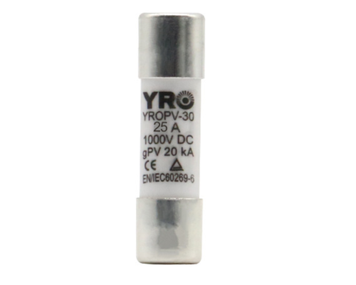 Плавкий запобіжник YROPV-30, 25A, 1000Vdc, 10×38mm, постійна напруга, 10 штук в упаковці, ціна за 1 штуку Плавкий запобіжник YROPV-30, 25A, 1000Vdc, 10×38mm, постійна напруга, 10 штук в упаковці, ціна за 1 штуку