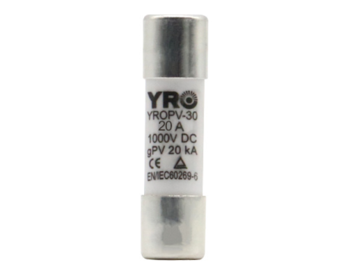 Плавкий запобіжник YROPV-30, 20A, 1000Vdc, 10×38mm, постійна напруга, 10 штук в упаковці, ціна за 1 штуку Плавкий запобіжник YROPV-30, 20A, 1000Vdc, 10×38mm, постійна напруга, 10 штук в упаковці, ціна за 1 штуку