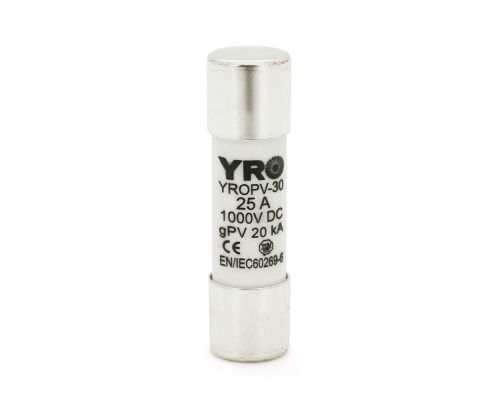 Плавкий запобіжник YROPV-30, 20-25A, 1000Vdc, 10×38mm, постійна напруга, 20 штук в упаковці, ціна за 1 штуку