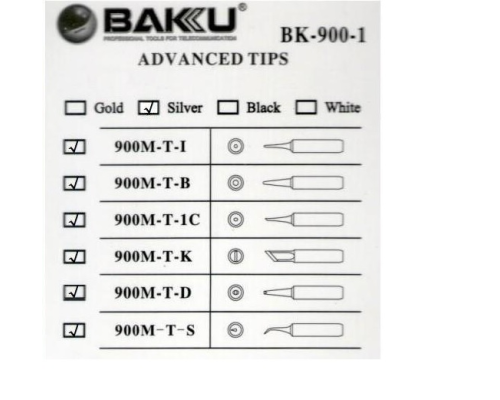 Жало для паяльника BAKKU BK-900M-T-B,silver