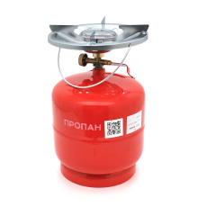 Газовий балон ПРОПАН 3кг(7,2л), тиск 18 BAR + пальник 20448, Red, Q4