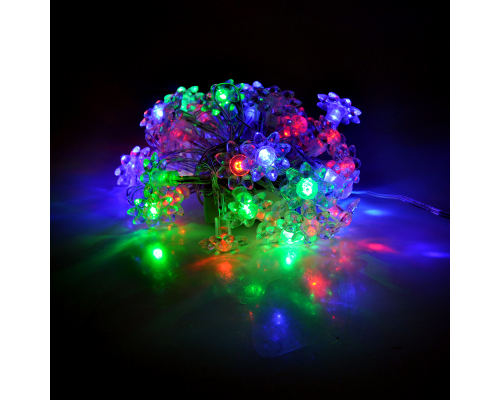 Гірлянді 40LED (Квіточка) Red / Green / Blue / Yellow, 1 режим, 5метров, прозора ізоляція, Пакет