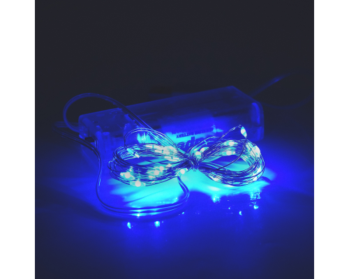 Гірлянди 30LED, 1 режим, 3 метри, прозора ізоляція, живлення від 2 * АА, Blue, BOX Гірлянди 30LED, 1 режим, 3 метри, прозора ізоляція, живлення від 2 * АА, Blue, BOX