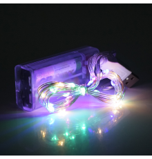 Гірлянди 30LED, 1 режим, 3 метри, прозора ізоляція, живлення від 3*АА, Mix Color, OEM