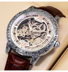 Чоловічий годинник AOKULASIC 2120, механічний, діаметр 43mm, ремінець 230mm