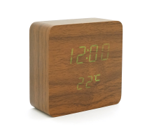 Електронний годинник VST-872S Wooden (Brown), з датчиком температури та вологості, будильник, живлення від кабелю USB, Green Light