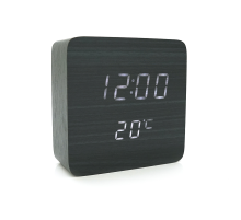 Електронний годинник VST-872 Wooden (Black), з датчиком температури, будильник, живлення від кабелю USB, White Light