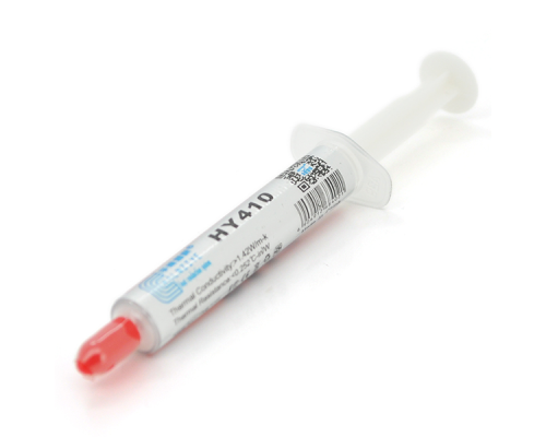 Паста термопровідна HY-410 2g, шприц, White, >1,42W/m-K, <0.262°C-in²/W, -30°≈280°, В'язкість -1K cPs, OEM Q20