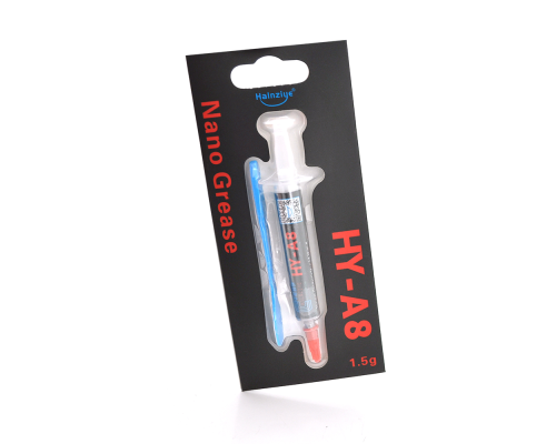 Професійна термопровідна паста HY-A8 1.5g, шприц, Grey, >5.8W/m-K, 90000 МПа. З, <0.201°C-in²/W, -30°≈280°, 73CPS, Blister Q40