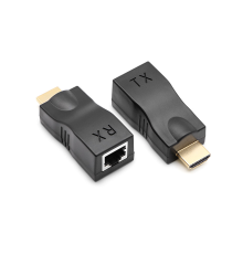 Одноканальний пасивний подовжувач HDMI сигналу по UTP кабелю по одній витій парі. Дальність передачі: до 30метров, 720P-cat5e, 1080Р- cat6e, Black