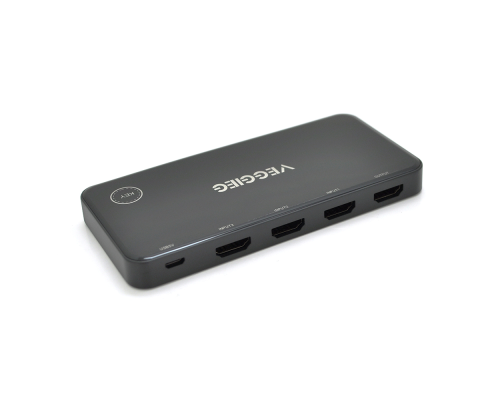 HDMI свіч VEGGIEG V-HD04 4k x 2k, 3 x 1 портів, з USB-кабелем і пультом дистанційного керування, Black, Blister