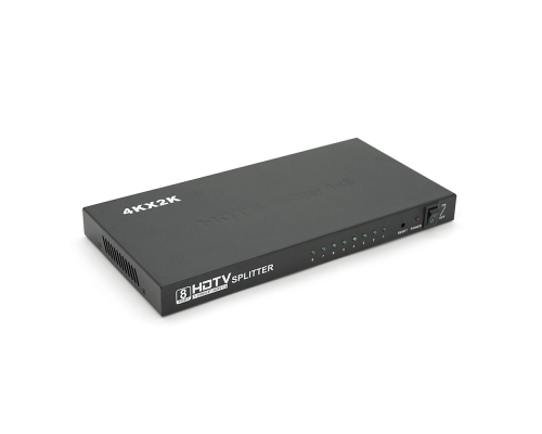 Активний HDMI сплітер 1=>8 порту, 3D, 1080Р, 4Kx2K, 1,4 версія, DC5V/2A Q20, Box