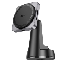 Автотримач HOCO HW16+ Wireless Charging 15W, кріплення на торпеду, магніт, Black, Box