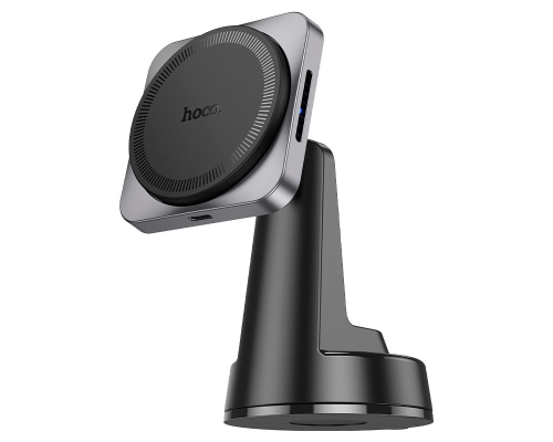 Автотримач HOCO HW16+ Wireless Charging 15W, кріплення на торпеду, магніт, Black, Box