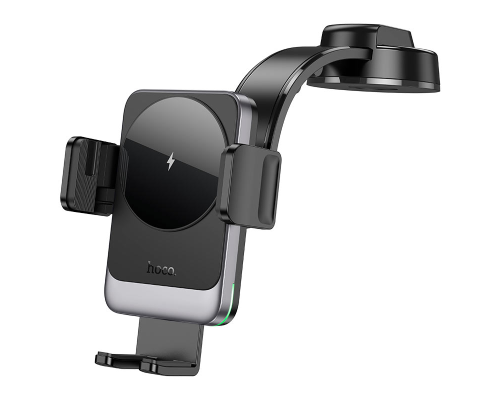 Автоутримувач HOCO HW14+ Wireless Charging 15W, кріплення на торпеду, затискач 55-90мм, Black, Box Автоутримувач HOCO HW14+ Wireless Charging 15W, кріплення на торпеду, затискач 55-90мм, Black, Box