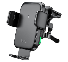 Автоутримувач HOCO HW10+ Wireless Charging 15W, кріплення на решітку, затискач 50-90мм, Black, Box