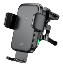 Автоутримувач HOCO HW10+ Wireless Charging 15W, кріплення на решітку, затискач 50-90мм, Black, Box