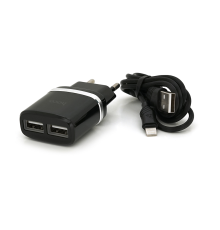 Набір СЗУ 110-240V HOCO C12+ кабель Lighting, 1xUSB, 2.4A, кабель 1м, Black, Blister