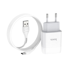 Набір СЗУ 110-240V HOCO C73A+ кабель Type-C, 2xUSB, 2.4A, кабель 1м, White, Blister