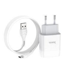 Набір СЗУ 110-240V HOCO C73A+ кабель Type-C, 2xUSB, 2.4A, кабель 1м, White, Blister