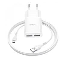 Набір СЗУ 110-240V HOCO C88A+ кабель Micro, 2xUSB, 2.4A, кабель 1м, White, Box