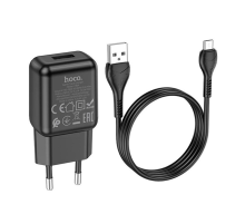 Набір СЗУ 110-240V HOCO C96A+ кабель Micro, 1xUSB, 2.1A, кабель 1м, Black, Blister