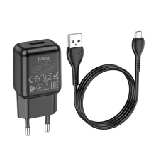 Набір СЗУ 110-240V HOCO C96A+ кабель Micro, 1xUSB, 2.1A, кабель 1м, Black, Blister
