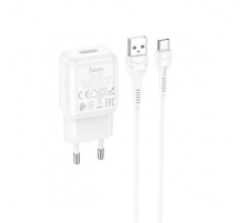 Набір СЗУ 110-240V HOCO C96A+ кабель Type-C, 1xUSB, 2.1A, кабель 1м, White, Blister