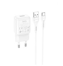 Набір СЗУ 110-240V HOCO C96A+ кабель Type-C, 1xUSB, 2.1A, кабель 1м, White, Blister