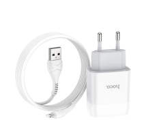 Набір СЗУ 110-240V HOCO C73A+ кабель Lighting, 2xUSB, 2.4A, кабель 1м, White, Blister