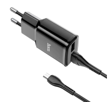 Набір СЗУ 110-240V HOCO C88A+ кабель Micro, 2xUSB, 2.4A, кабель 1м, Black, Box
