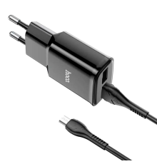 Набір СЗУ 110-240V HOCO C88A+ кабель Micro, 2xUSB, 2.4A, кабель 1м, Black, Box