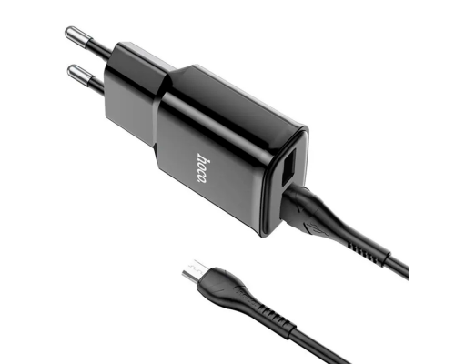 Набір СЗУ 110-240V HOCO C88A+ кабель Micro, 2xUSB, 2.4A, кабель 1м, Black, Box