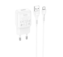 Набір СЗУ 110-240V HOCO C96A+ кабель Micro, 1xUSB, 2.1A, кабель 1м, White, Blister