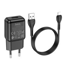 Набір СЗУ 110-240V HOCO C96A+ кабель Lighting, 1xUSB, 2.1A, кабель 1м, Black, Blister