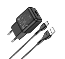 Набір СЗУ 110-240V HOCO C96A+ кабель Type-C, 1xUSB, 2.1A, кабель 1м, Black, Blister