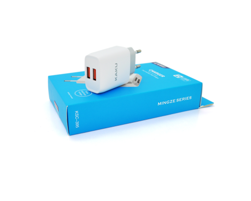 СЗУ AC100-240V iKAKU KSC-395 MINGZE, 2xUSB, Output: DC5V/2.4A (12W), White, Blister-box