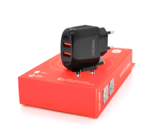 СЗУ AC100-240V iKAKU KSC-674 QISHENG dual port fast charger, Black, Box